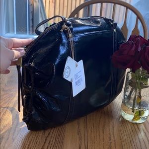 Black  genuine leather HOBO brand bag